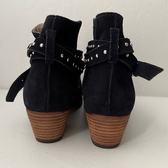 Boden Keira Ankle Boots Women's Size 41/9.5 Navy Blue Studded Suede Edgy Chic - Picture 16 of 16